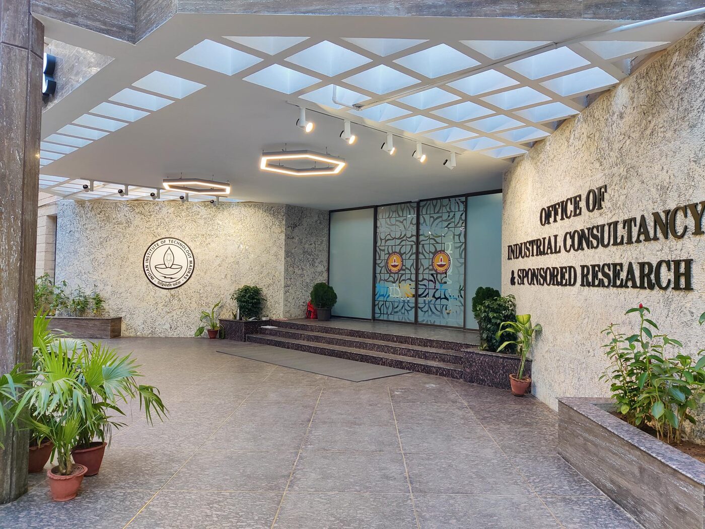 The entrance to the Office of Industrial Consultancy and Sponsored Research at IIT Madras